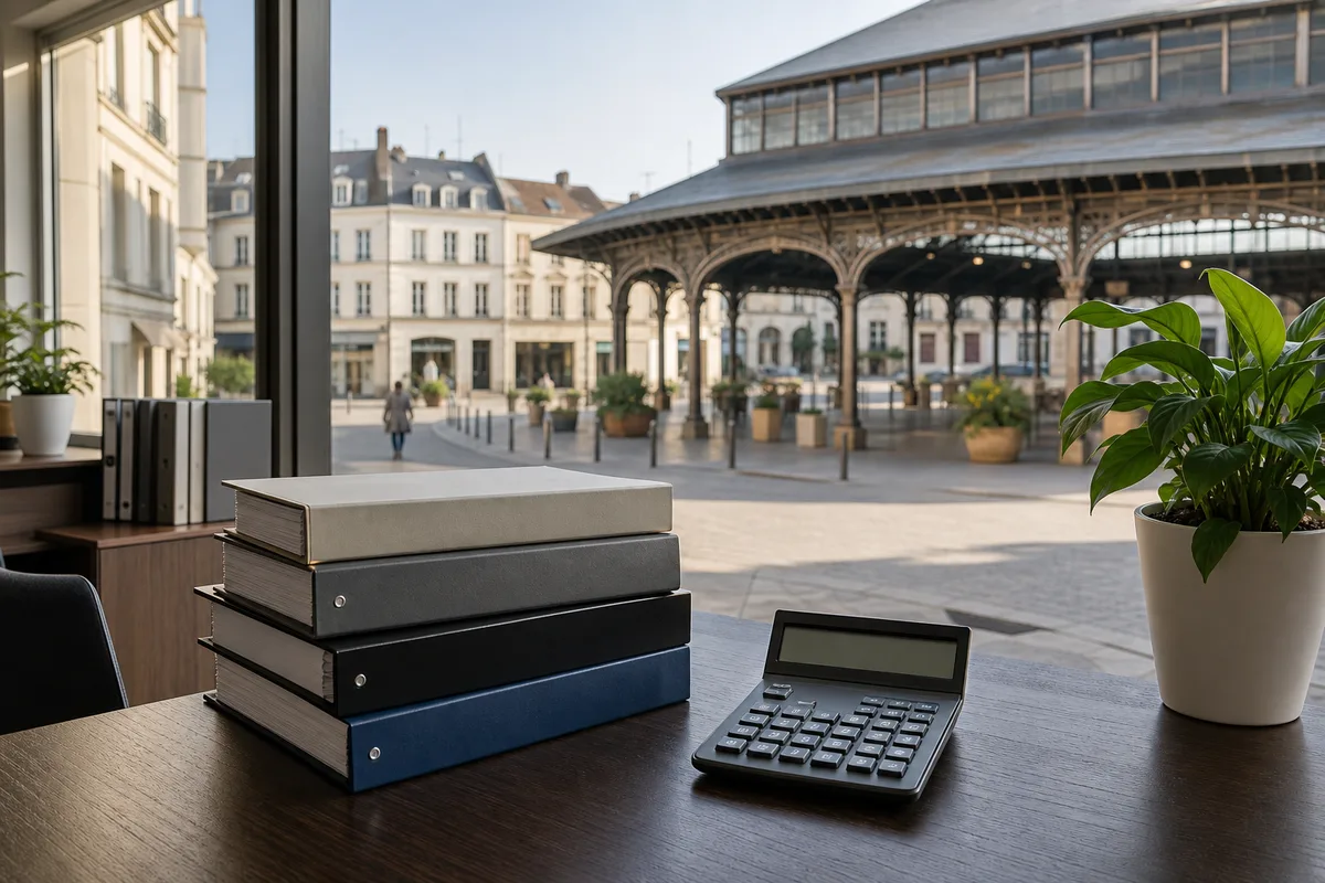 Place et halles du centre de Coulommiers avec commerces de proximité